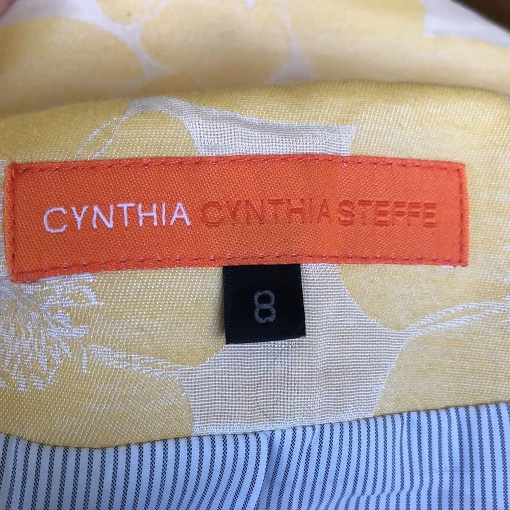 Vintage Cynthia Steffe Yellow & ivory short sleeve Dress/Coat Size 8
